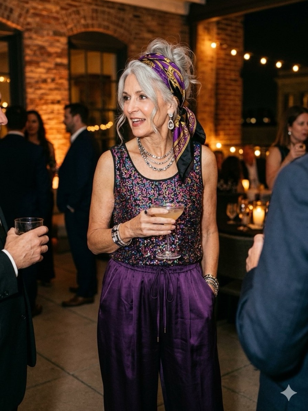 George Purple Sequin Tank with Multicolor Shine